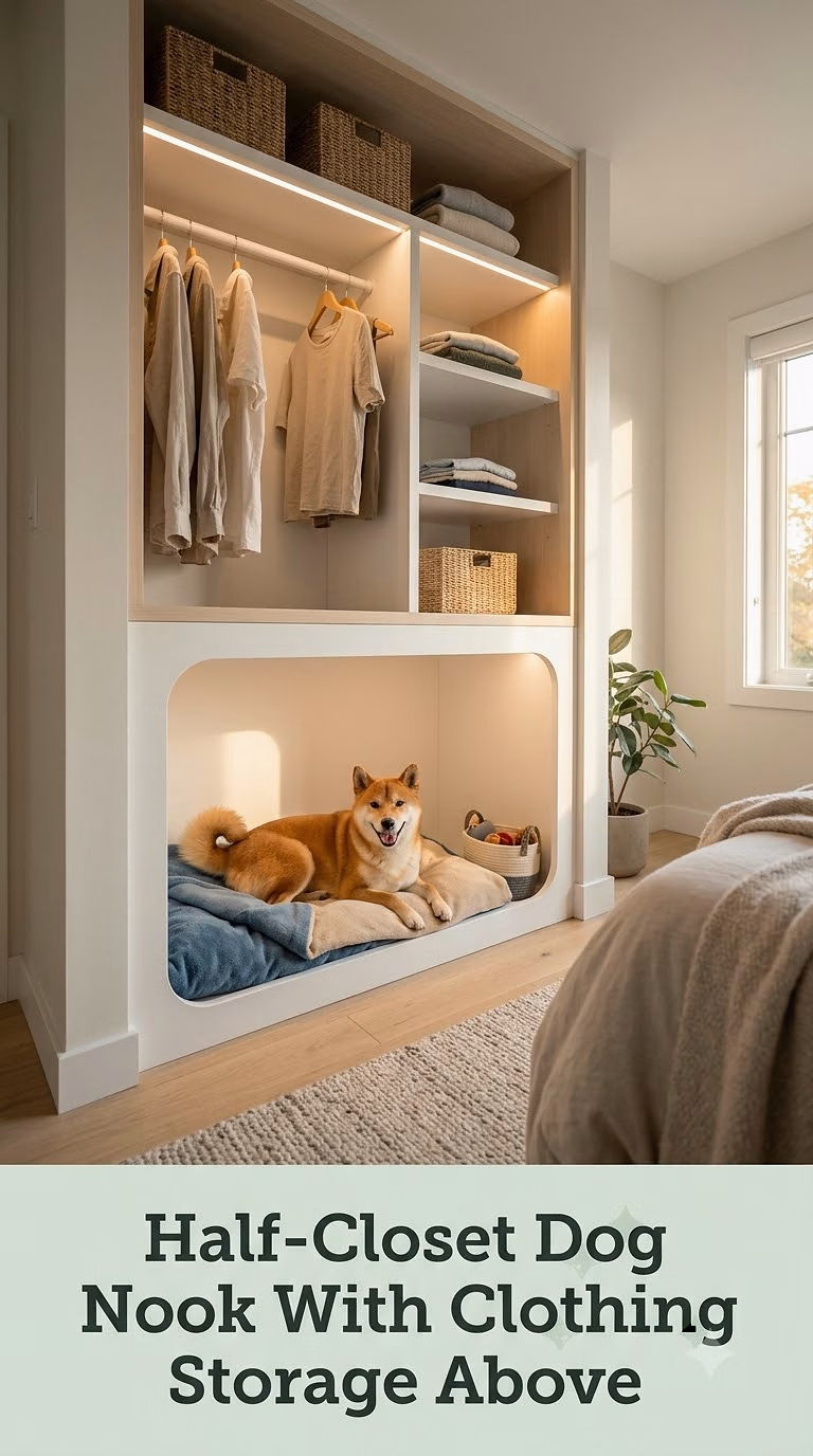 Half-Closet Dog Nook With Clothing Storage Above