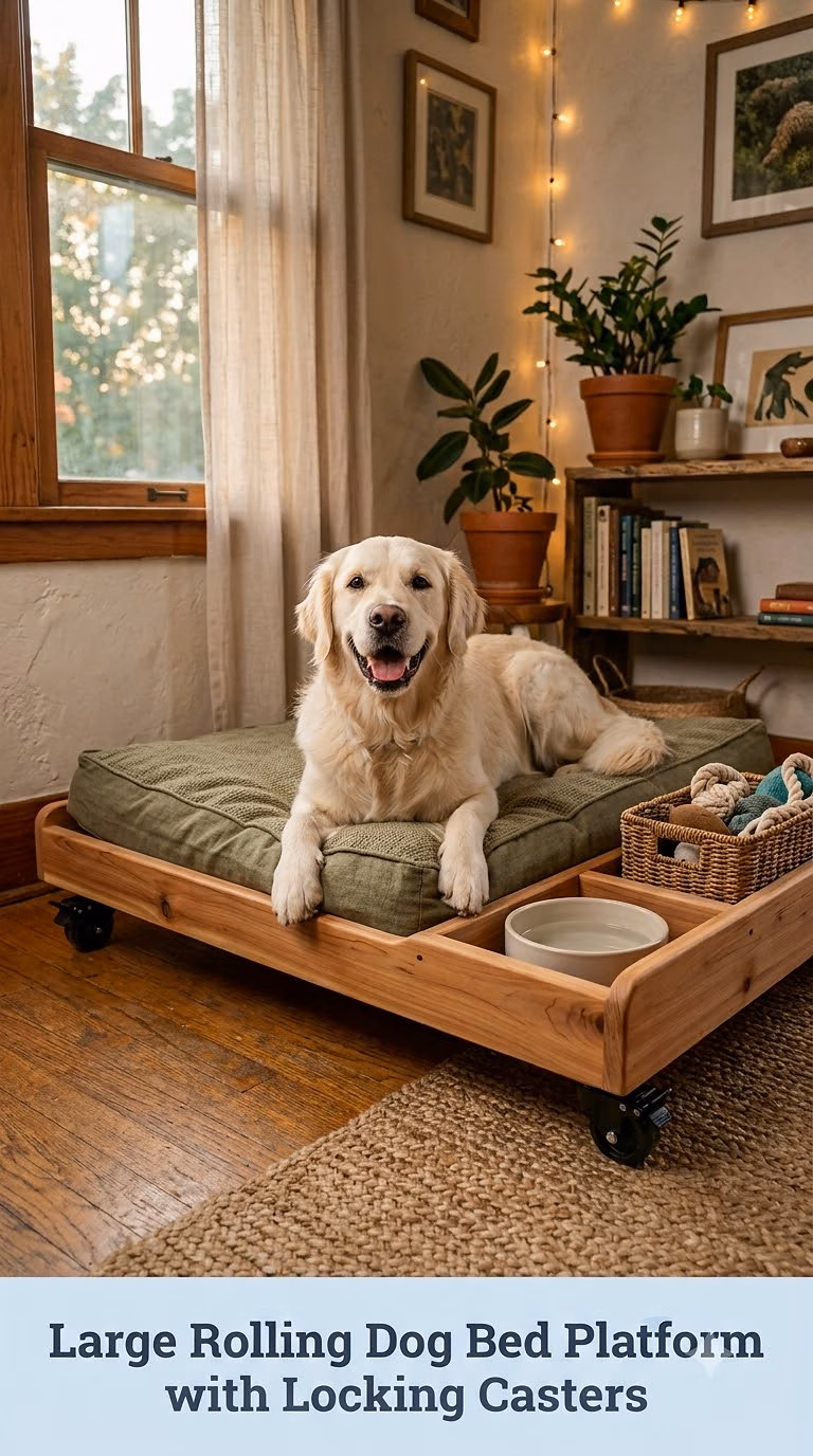 Large Rolling Dog Bed Platform With Locking Casters