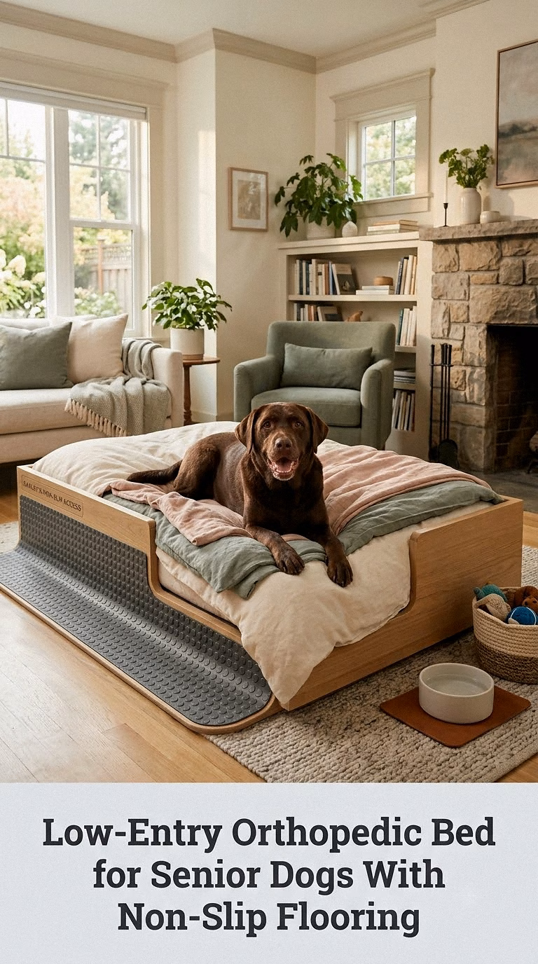 Low-Entry Orthopedic Bed for Senior Dogs With Non-Slip Flooring