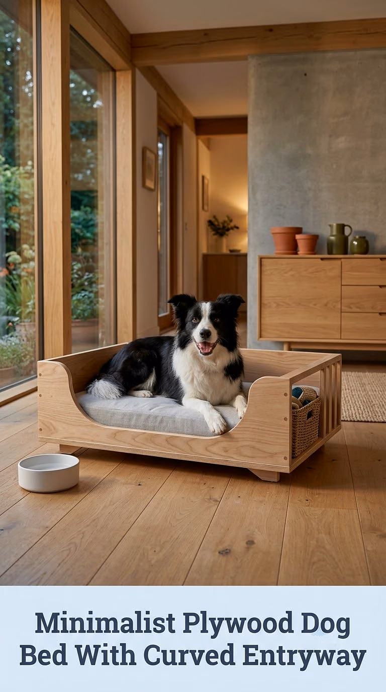 Minimalist Plywood Dog Bed With Curved Entryway