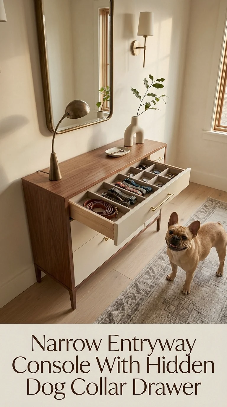 Narrow Entryway Console With Hidden Dog Collar Drawer