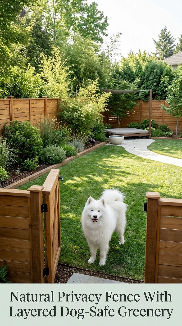Natural Privacy Fence With Layered Dog-Safe Greenery