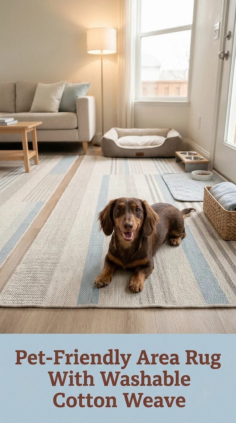 Pet-Friendly Area Rug With Washable Cotton Weave