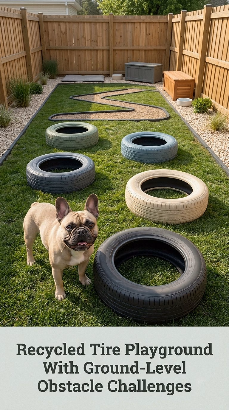 Recycled Tire Playground With Ground-Level Obstacle Challenges