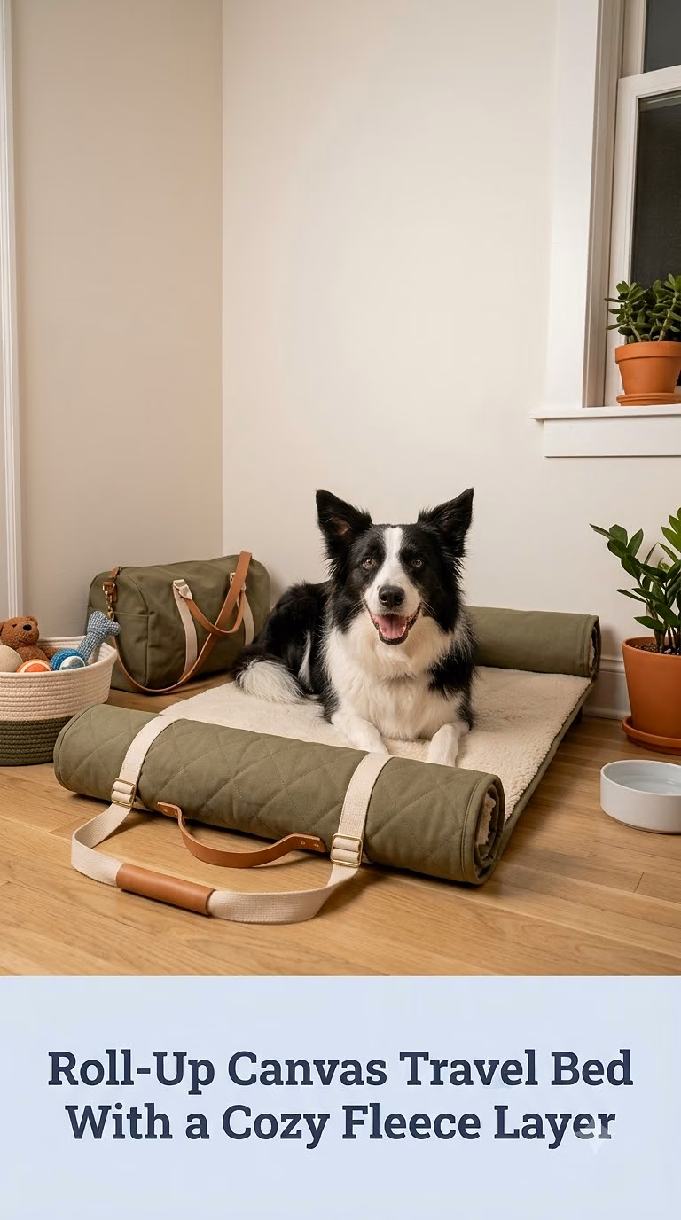 Roll-Up Canvas Travel Bed With a Cozy Fleece Layer