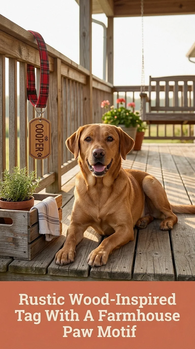 Rustic Wood-Inspired Tag With A Farmhouse Paw Motif