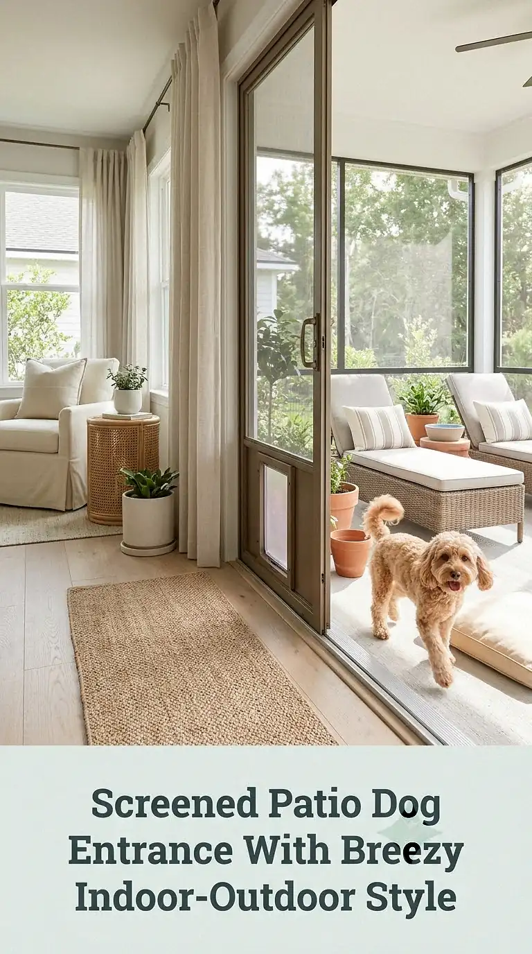Screened Patio Dog Entrance With Breezy Indoor-Outdoor Style