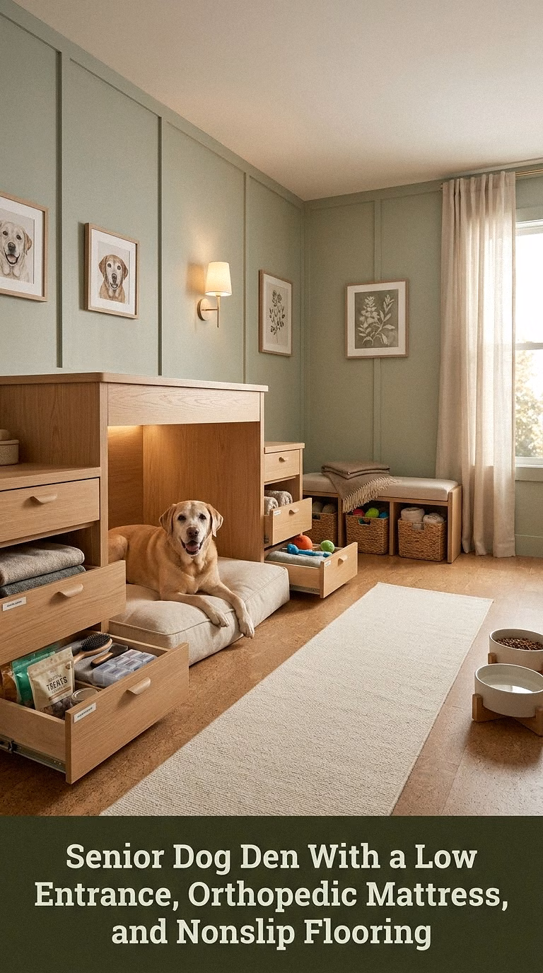 14. Senior Dog Den With a Low Entrance, Orthopedic Mattress, and Nonslip Flooring