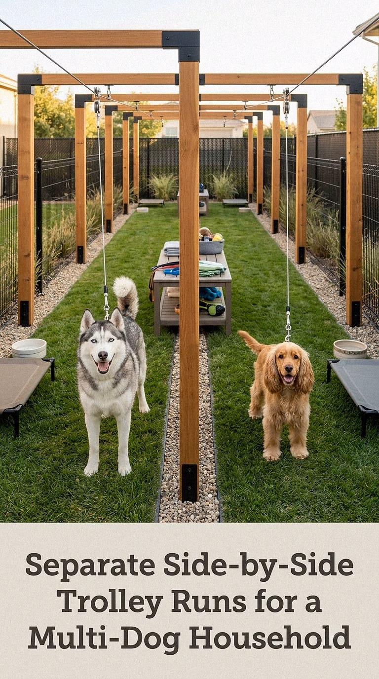 Separate Side-by-Side Trolley Runs for a Multi-Dog Household