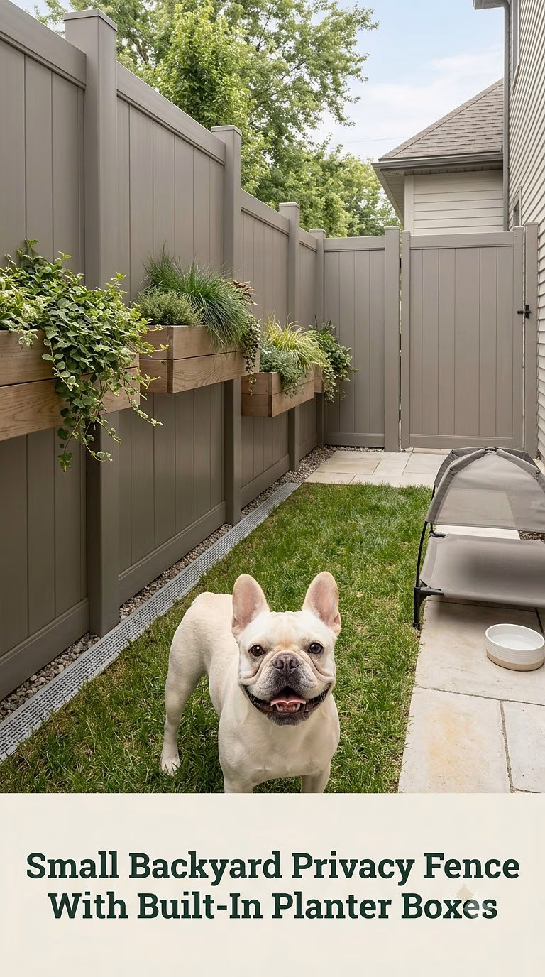 Small Backyard Privacy Fence With Built-In Planter Boxes