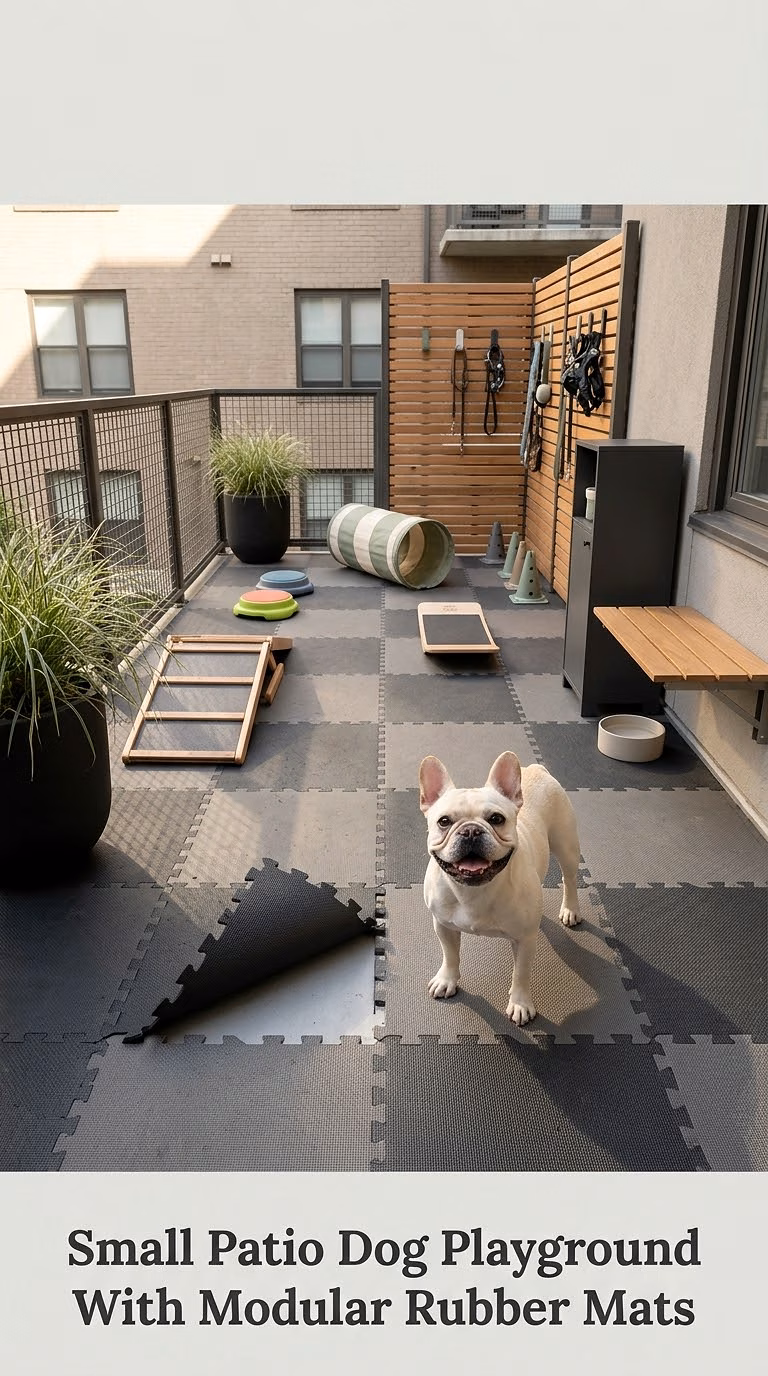 Small Patio Dog Playground With Modular Rubber Mats