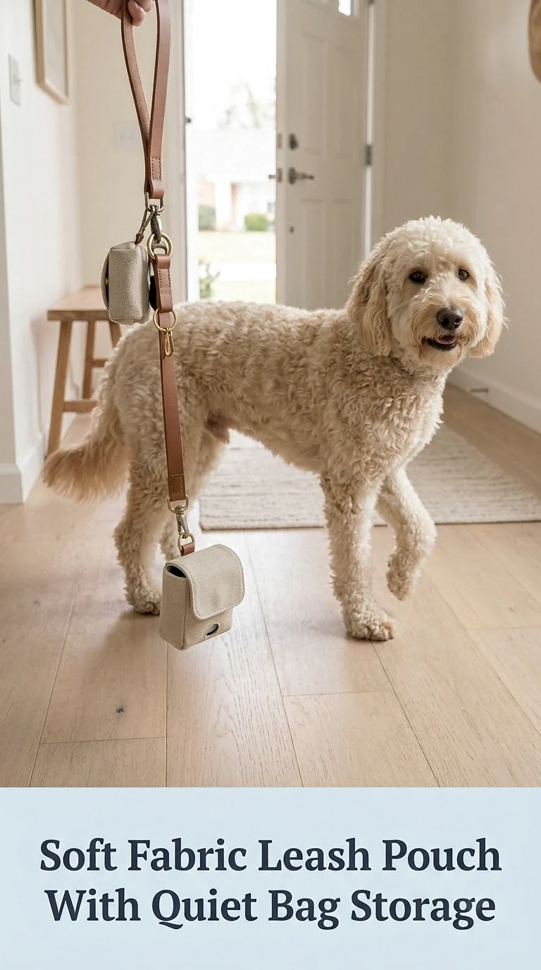 Soft Fabric Leash Pouch With Quiet Bag Storage