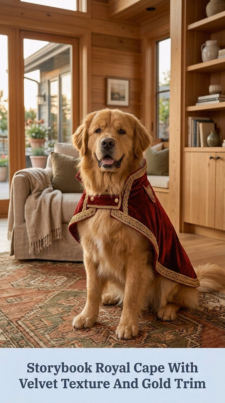 Storybook Royal Cape With Velvet Texture And Gold Trim
