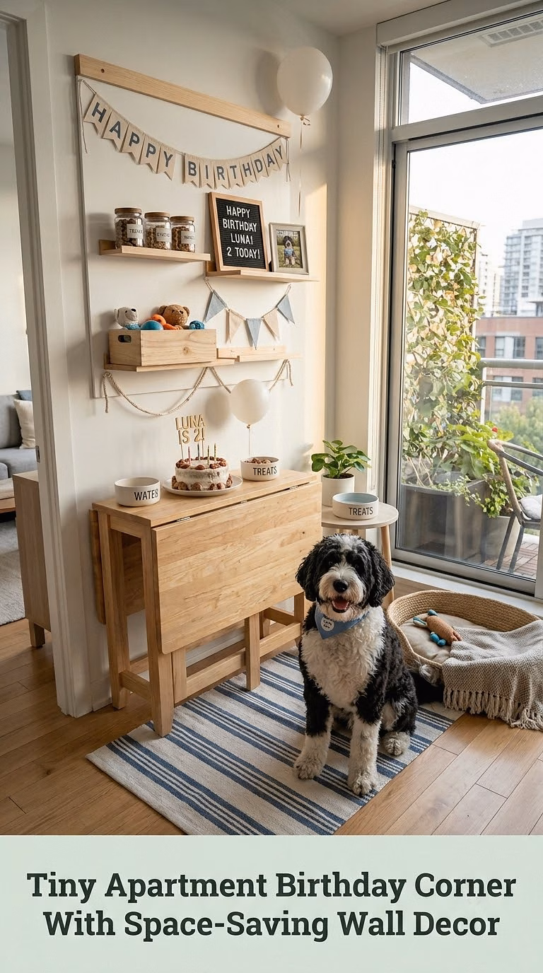 Tiny Apartment Birthday Corner With Space-Saving Wall Decor