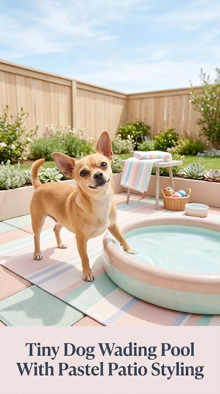 Tiny Dog Wading Pool With Pastel Patio Styling