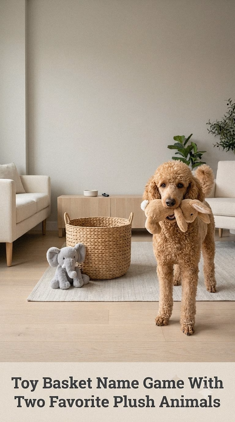 Toy Basket Name Game With Two Favorite Plush Animals