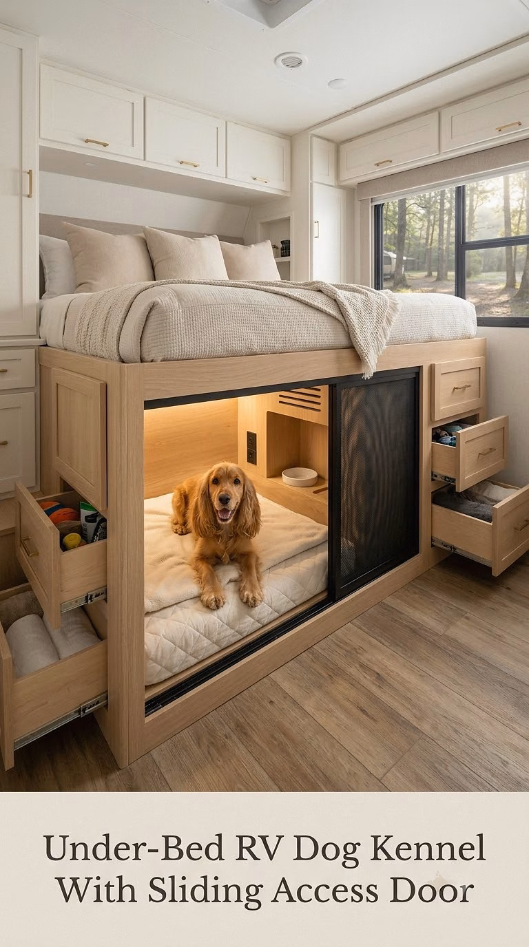 Under-Bed RV Dog Kennel With Sliding Access Door