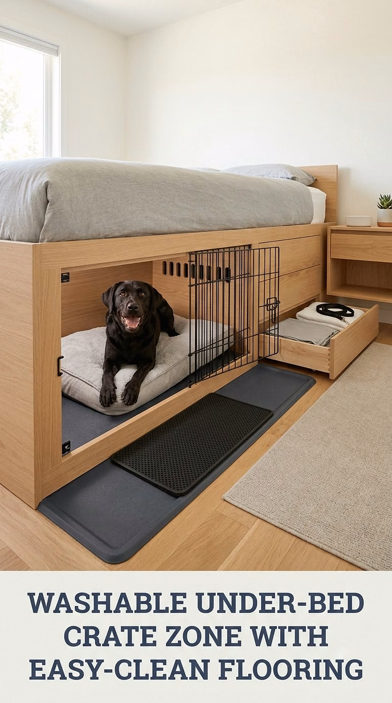 Washable Under-Bed Crate Zone With Easy-Clean Flooring