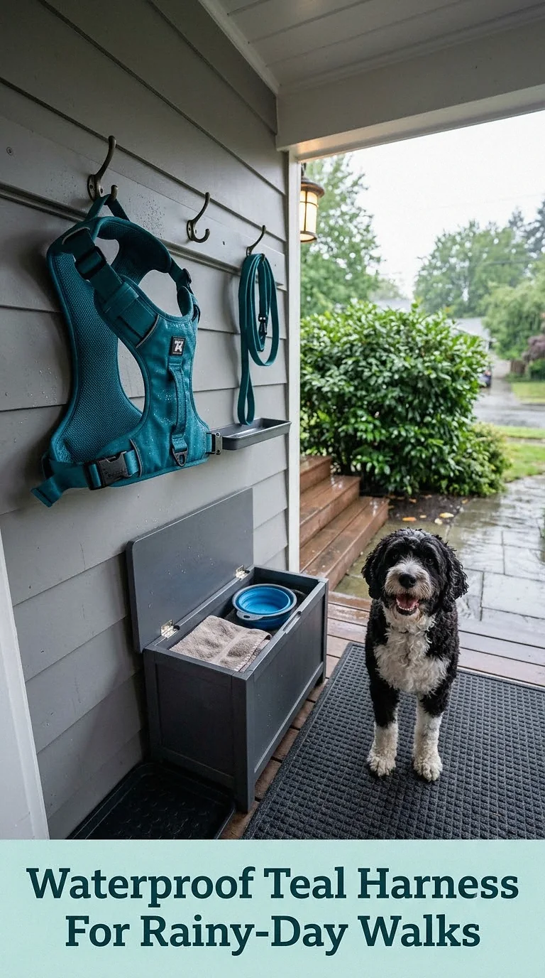 Waterproof Teal Harness For Rainy-Day Walks