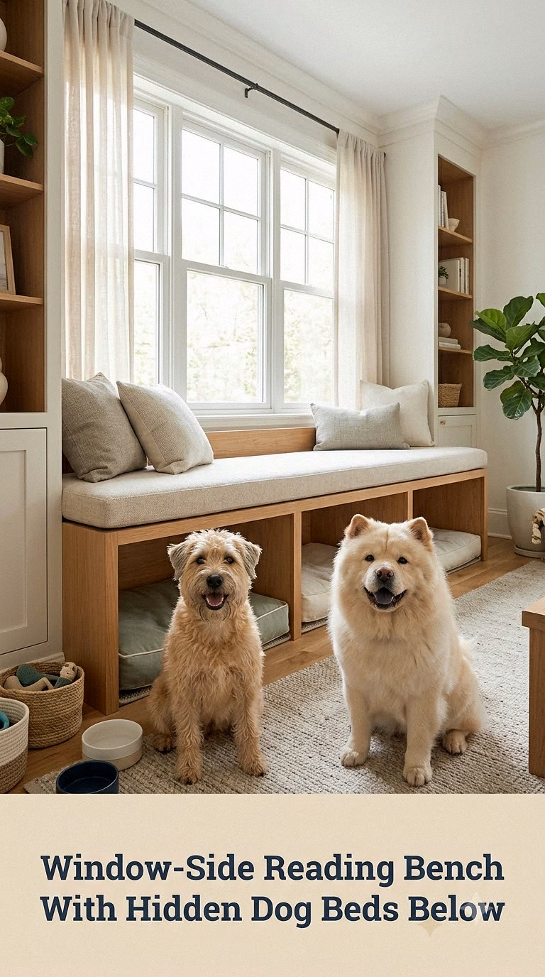Window-Side Reading Bench With Hidden Dog Beds Below