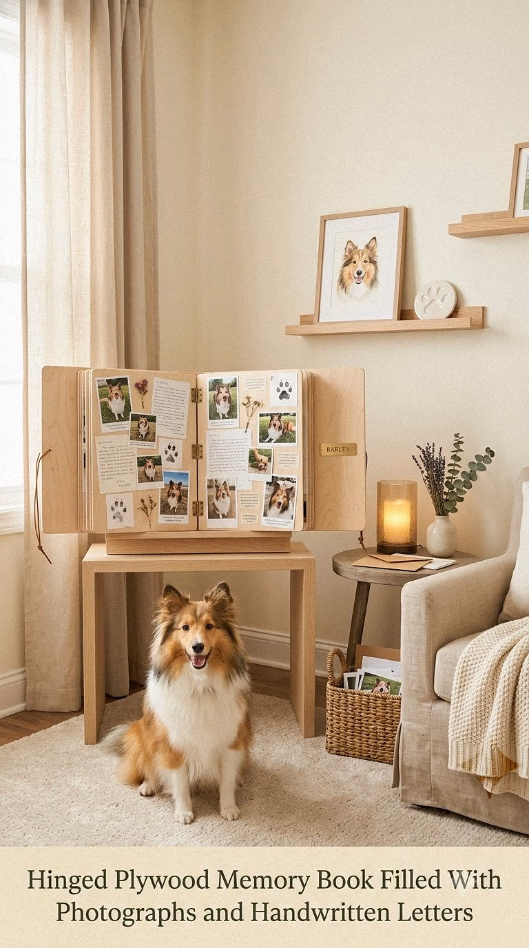 15. Hinged Plywood Memory Book Filled With Photographs and Handwritten Letters