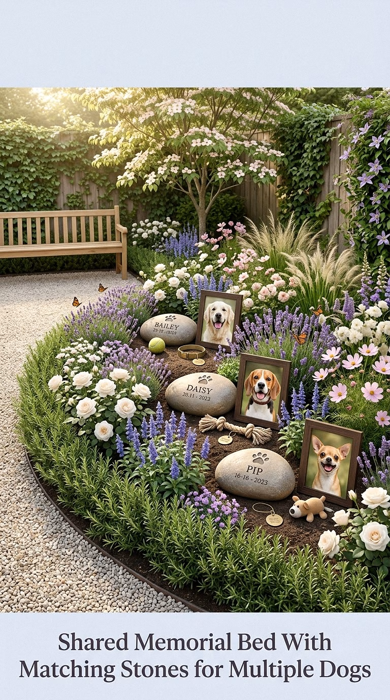 15. Shared Memorial Bed With Matching Stones for Multiple Dogs