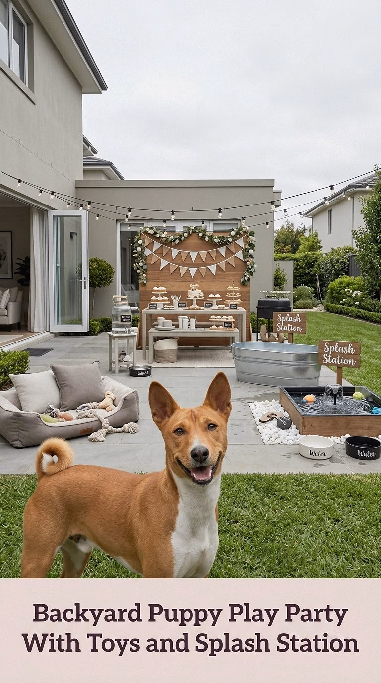 Backyard Puppy Play Party With Toys and Splash Station