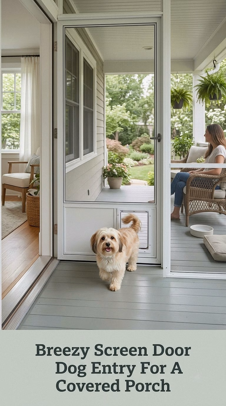 Breezy Screen Door Dog Entry For A Covered Porch