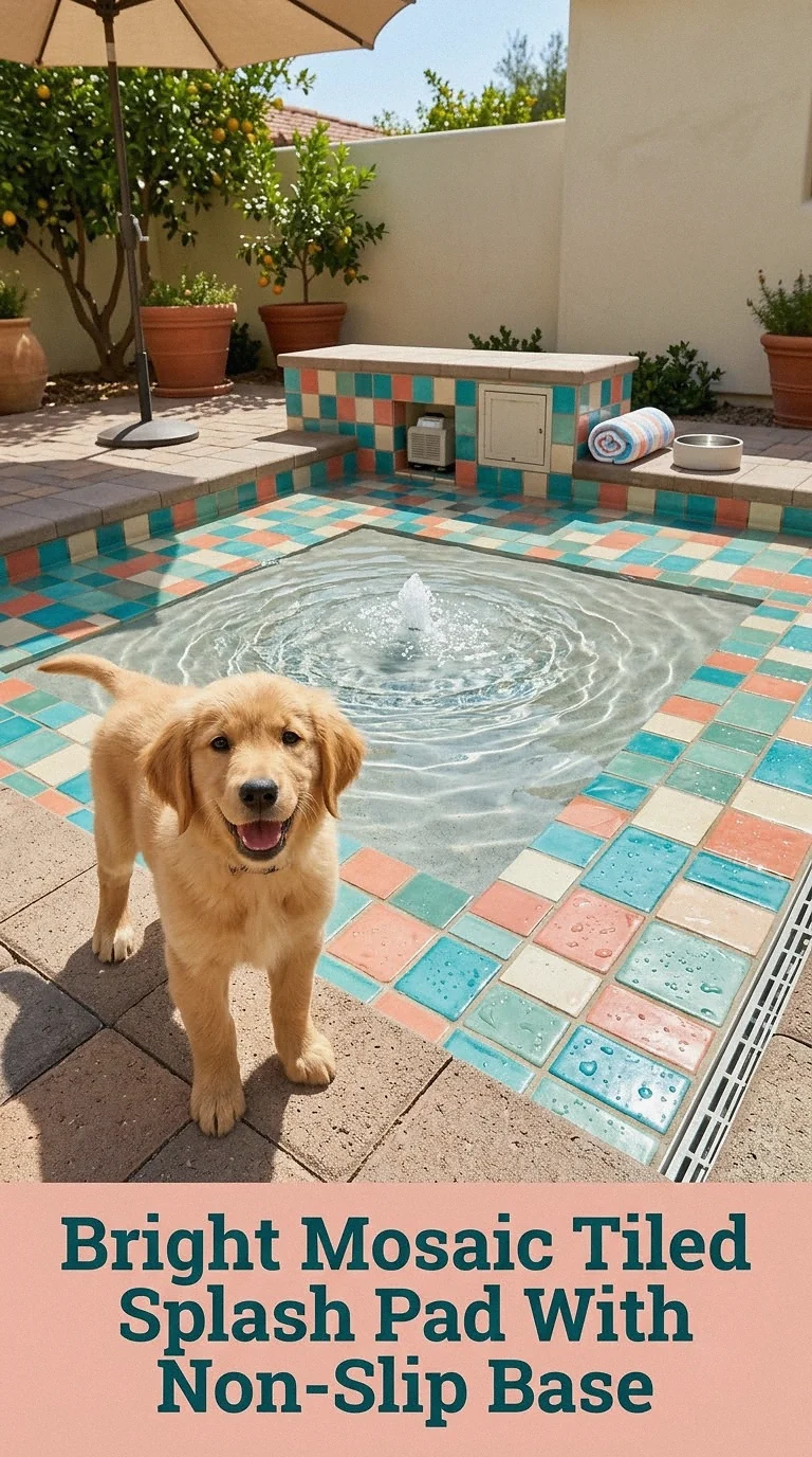 Bright Mosaic Tiled Splash Pad With Non-Slip Base