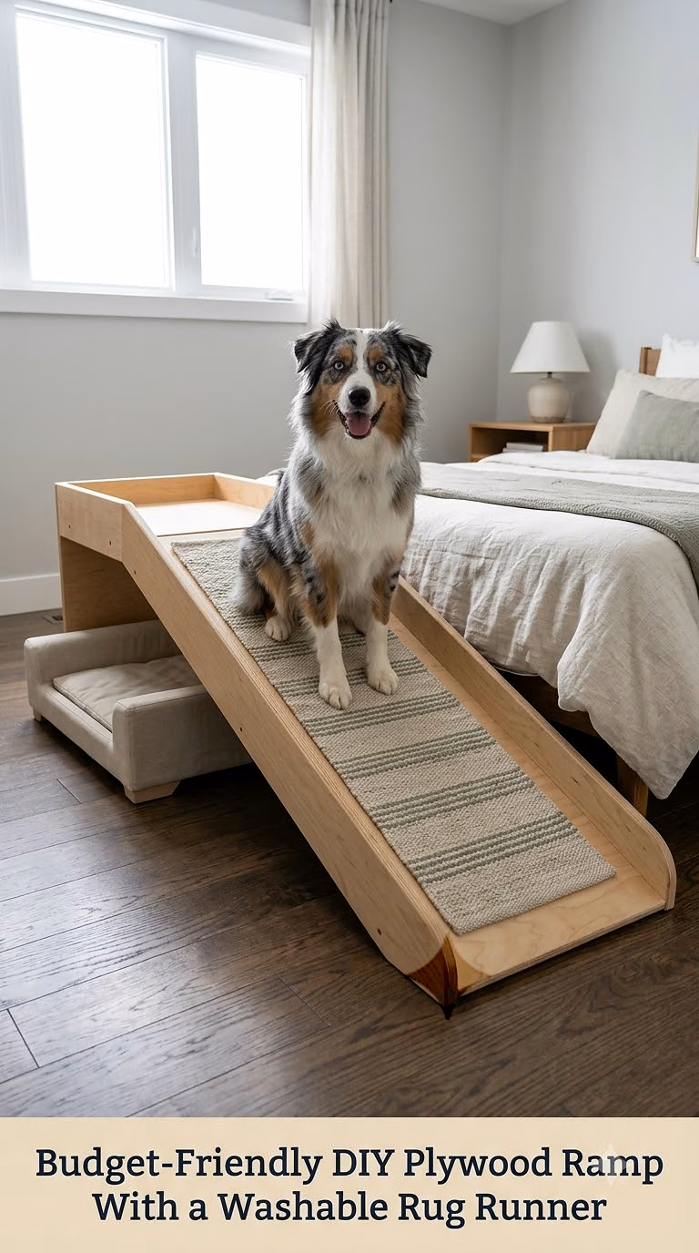 Budget-Friendly DIY Plywood Ramp With a Washable Rug Runner