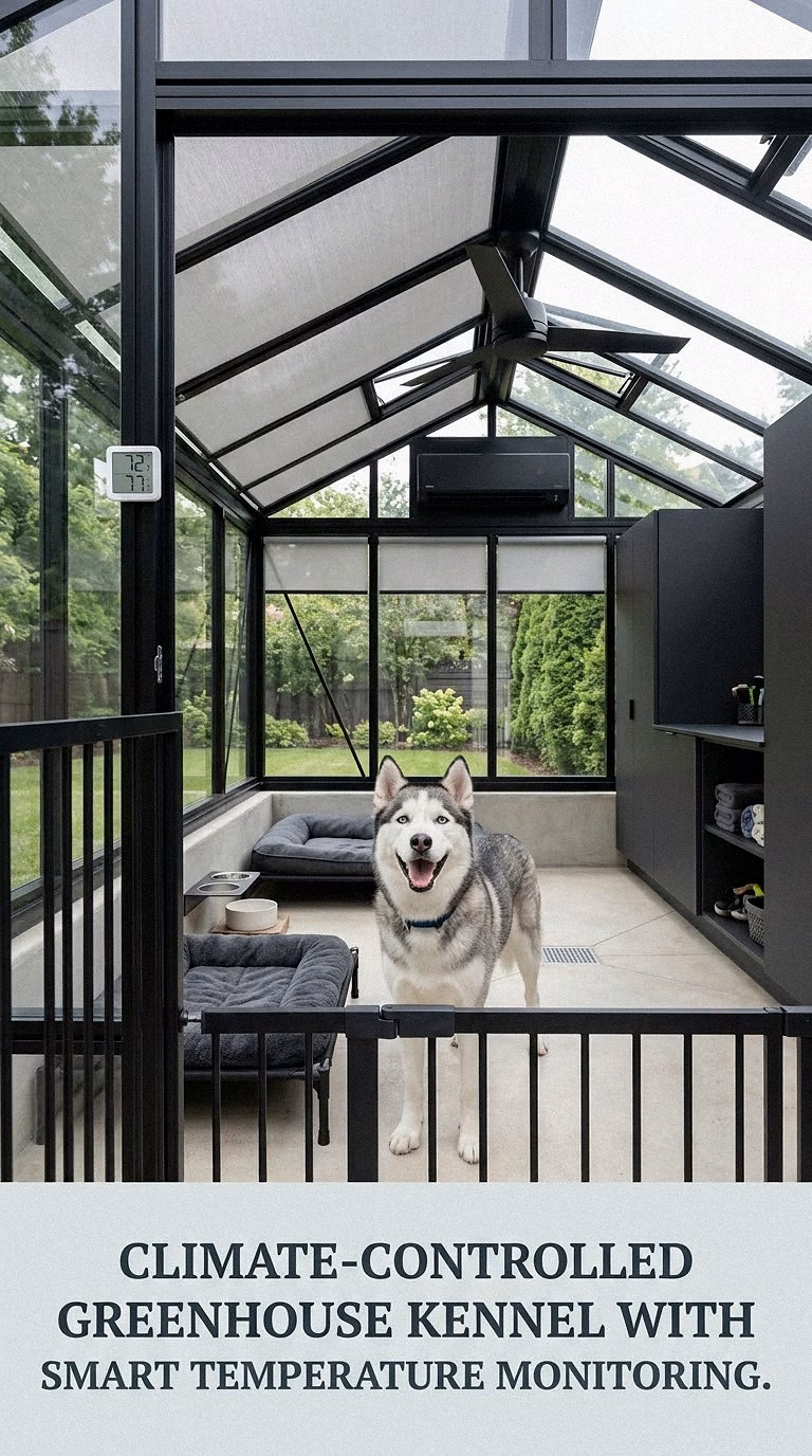Climate-Controlled Greenhouse Kennel With Smart Temperature Monitoring