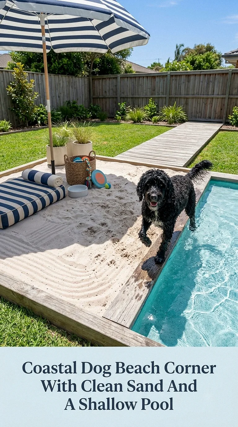 Coastal Dog Beach Corner With Clean Sand And A Shallow Pool