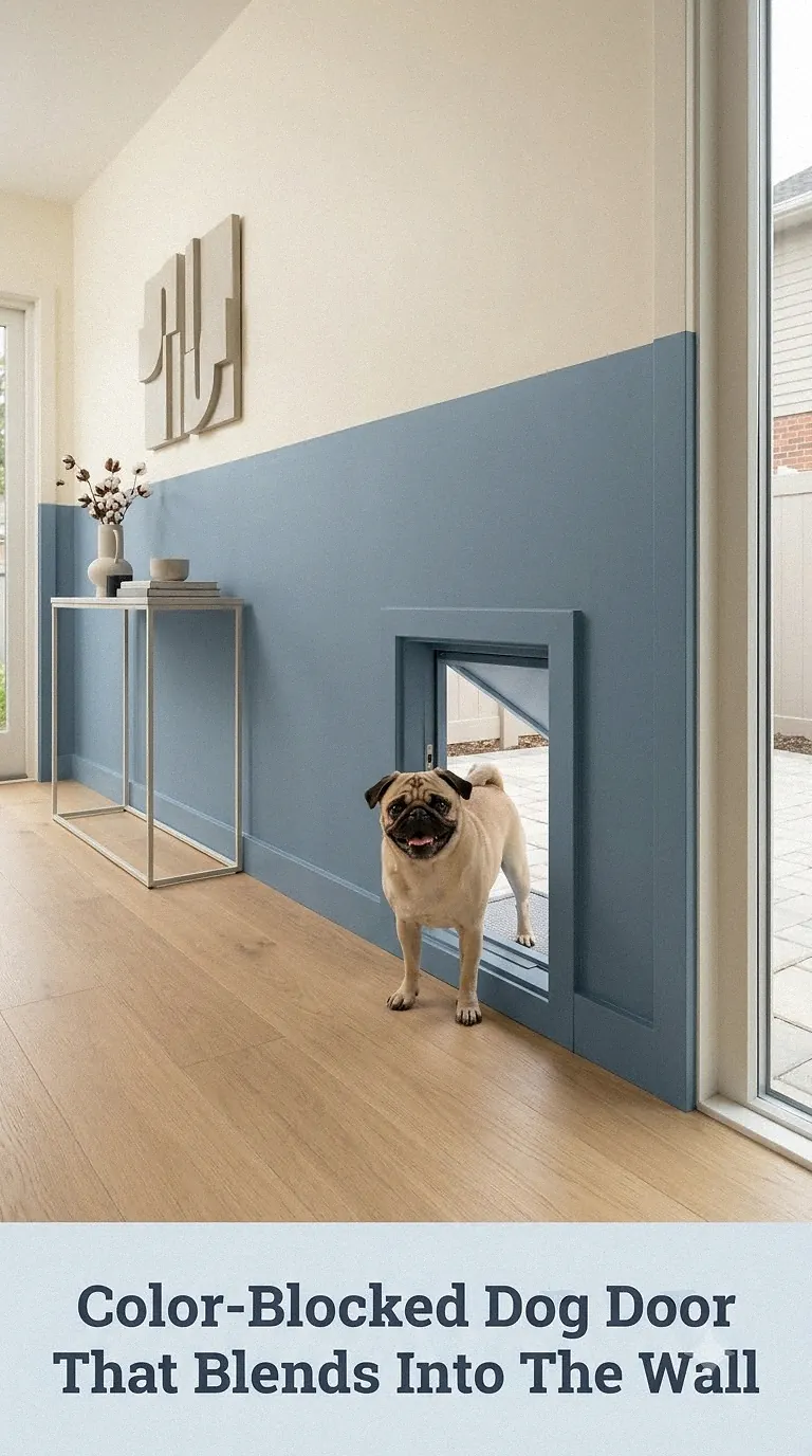 Color-Blocked Dog Door That Blends Into The Wall