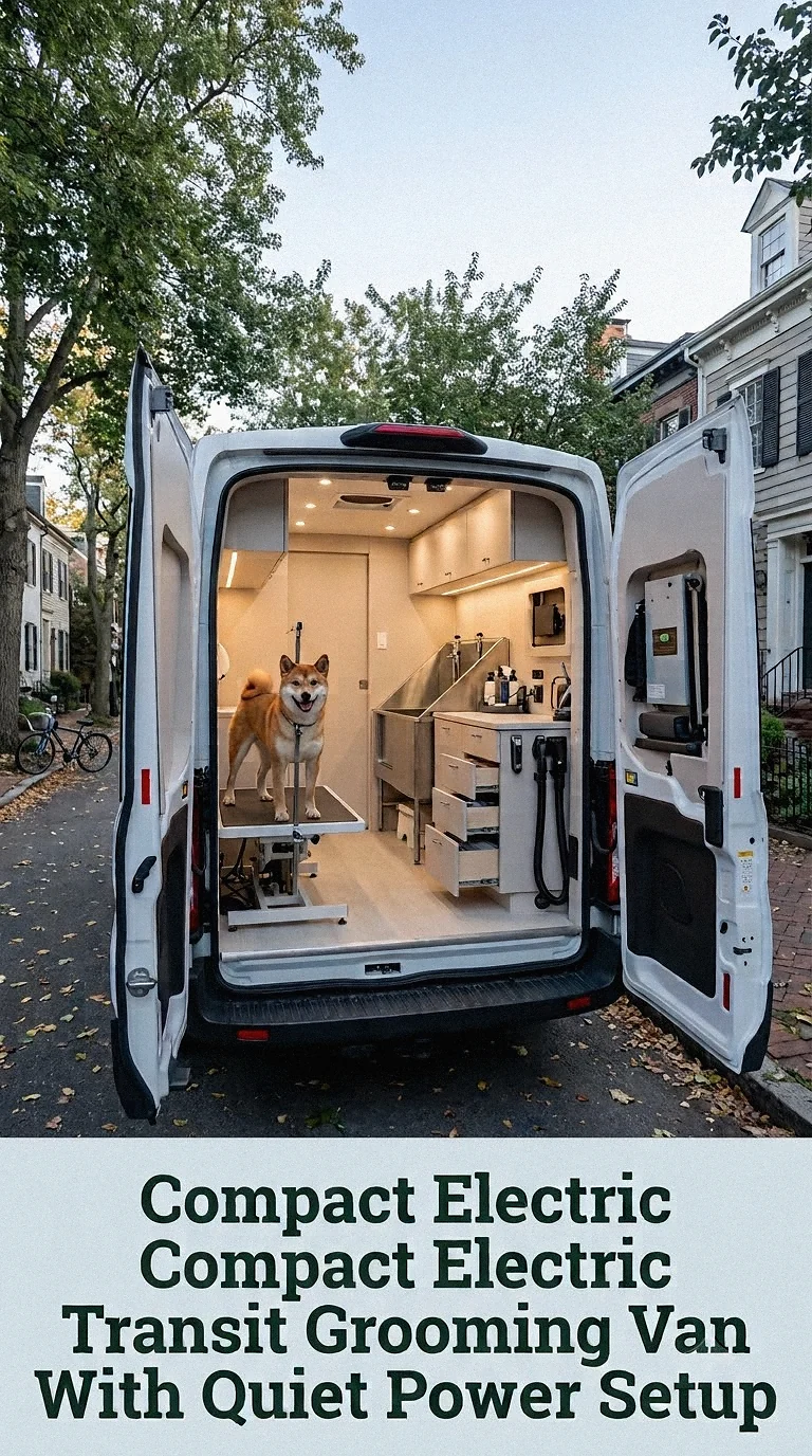 Compact Electric Transit Grooming Van With Quiet Power Setup