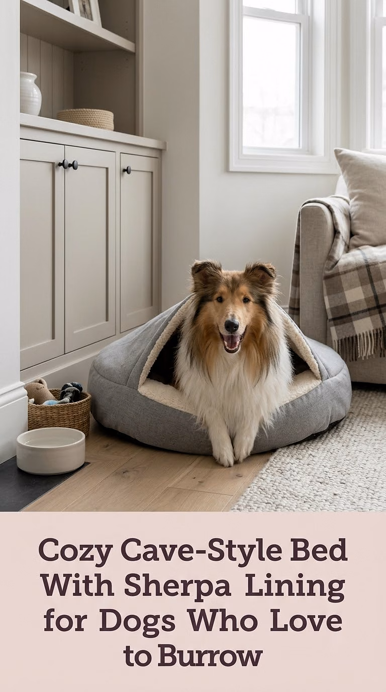 Cozy Cave-Style Bed With Sherpa Lining for Dogs Who Love to Burrow