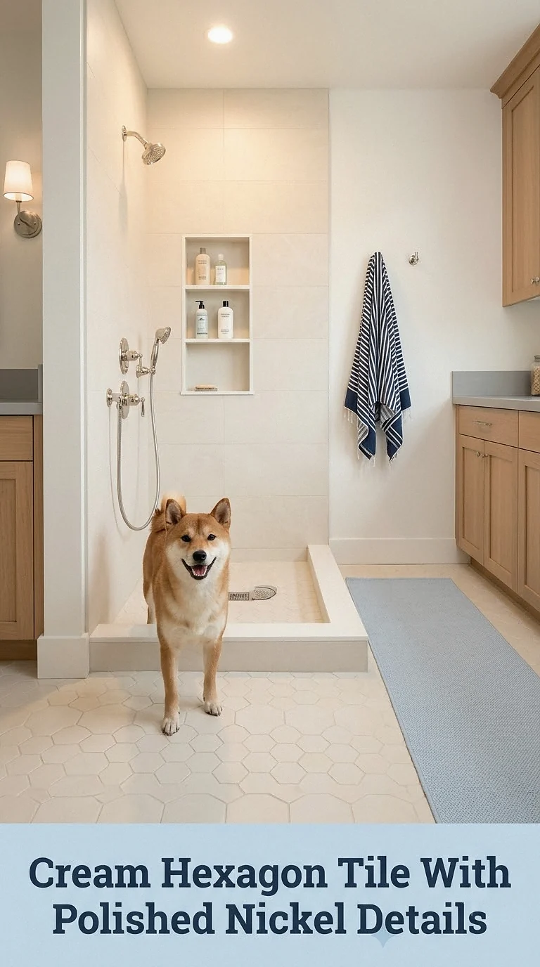 Cream Hexagon Tile With Polished Nickel Details