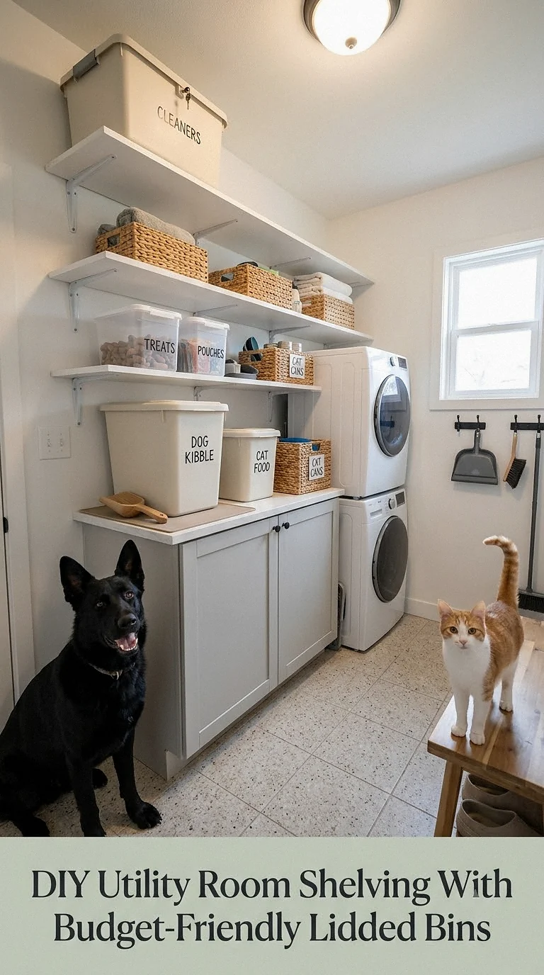 DIY Utility Room Shelving With Budget-Friendly Lidded Bins