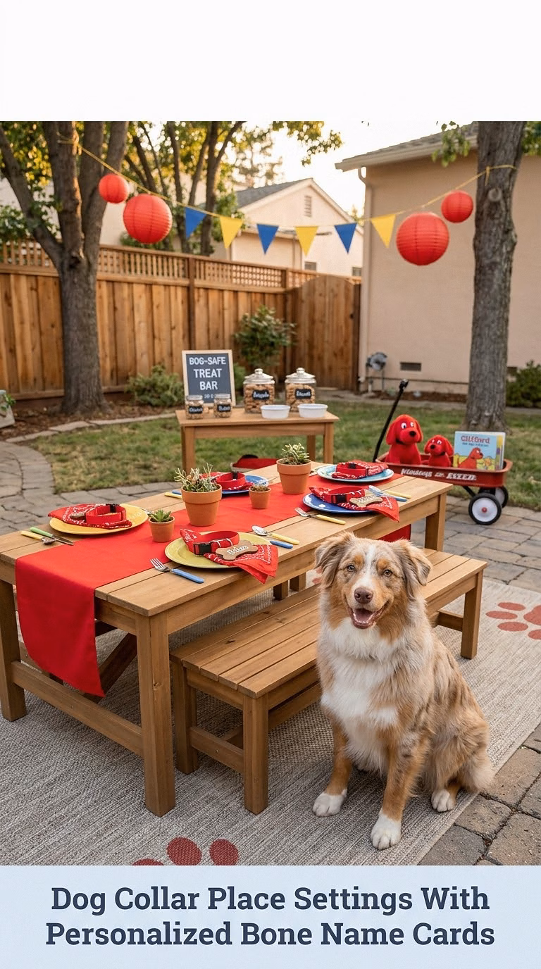 Dog Collar Place Settings With Personalized Bone Name Cards