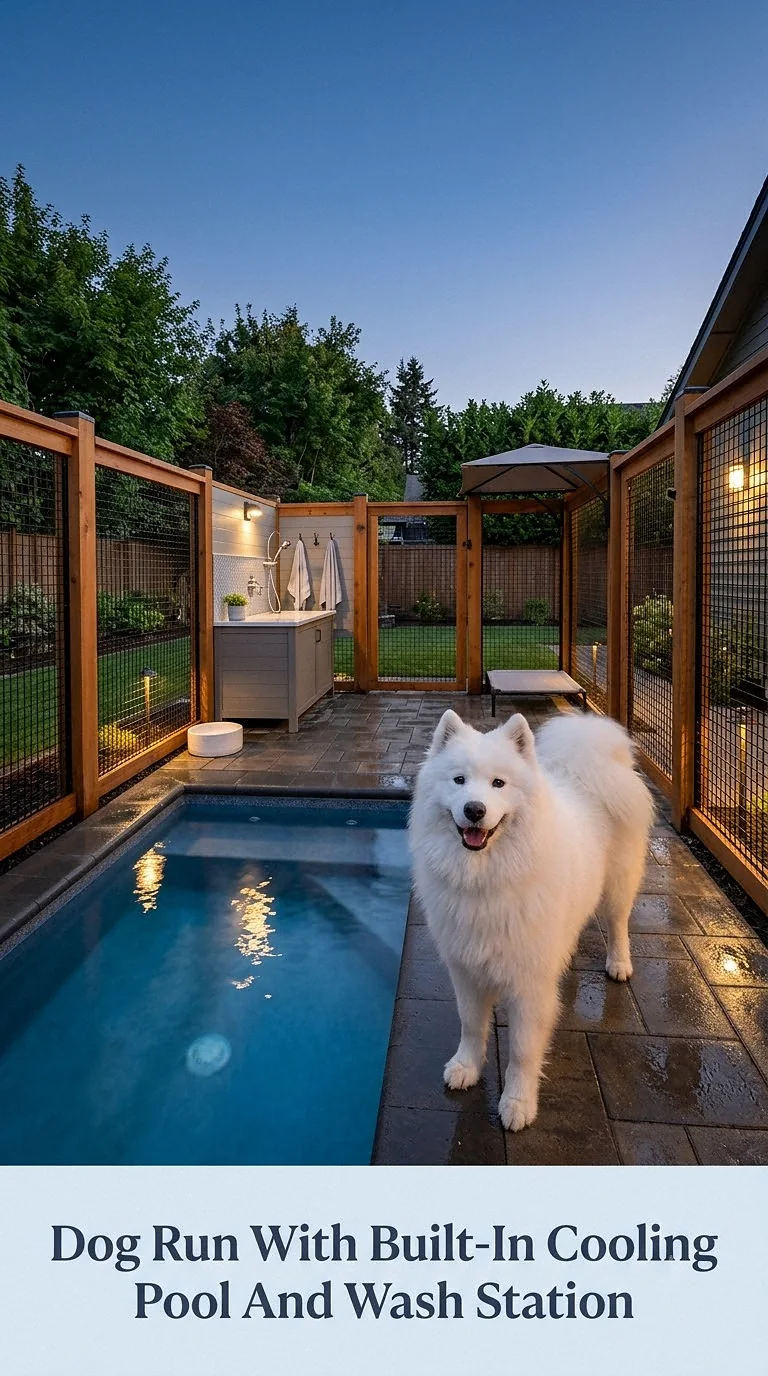 Dog Run With Built-In Cooling Pool And Wash Station