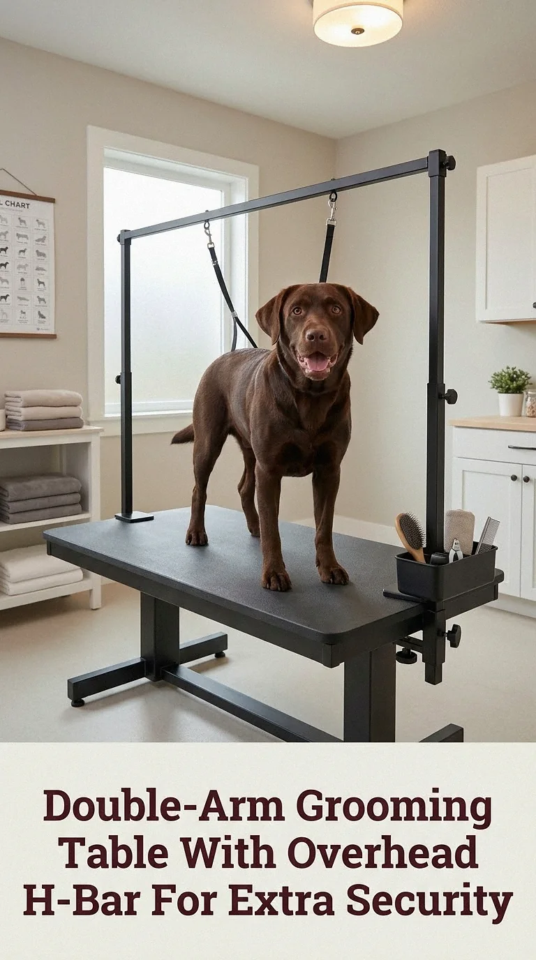 Double-Arm Grooming Table With Overhead H-Bar For Extra Security