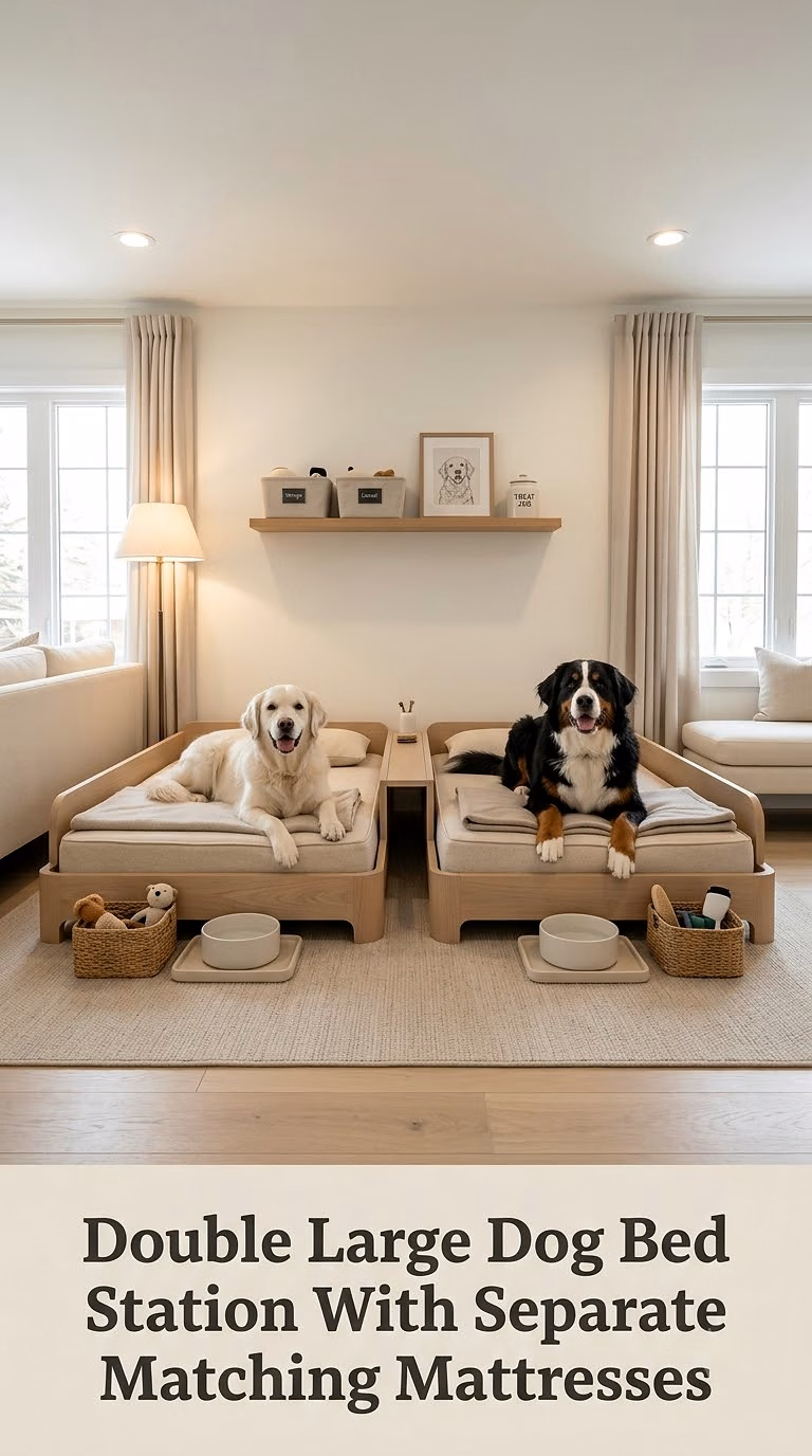Double Large Dog Bed Station With Separate Matching Mattresses