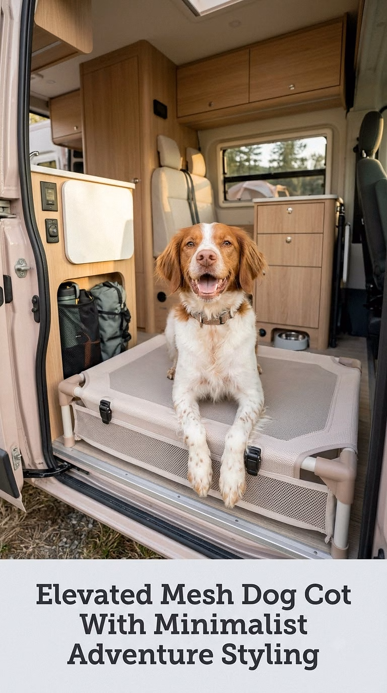 Elevated Mesh Dog Cot With Minimalist Adventure Styling
