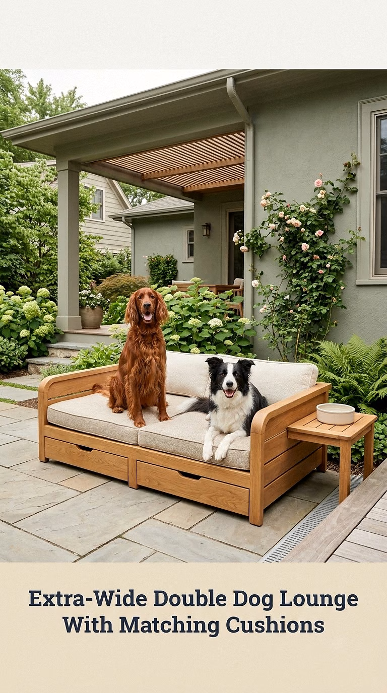 Extra-Wide Double Dog Lounge With Matching Cushions