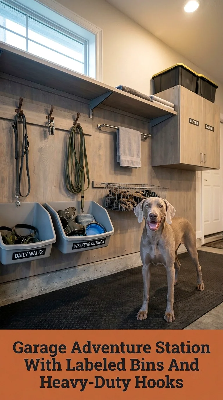 Garage Adventure Station With Labeled Bins And Heavy-Duty Hooks