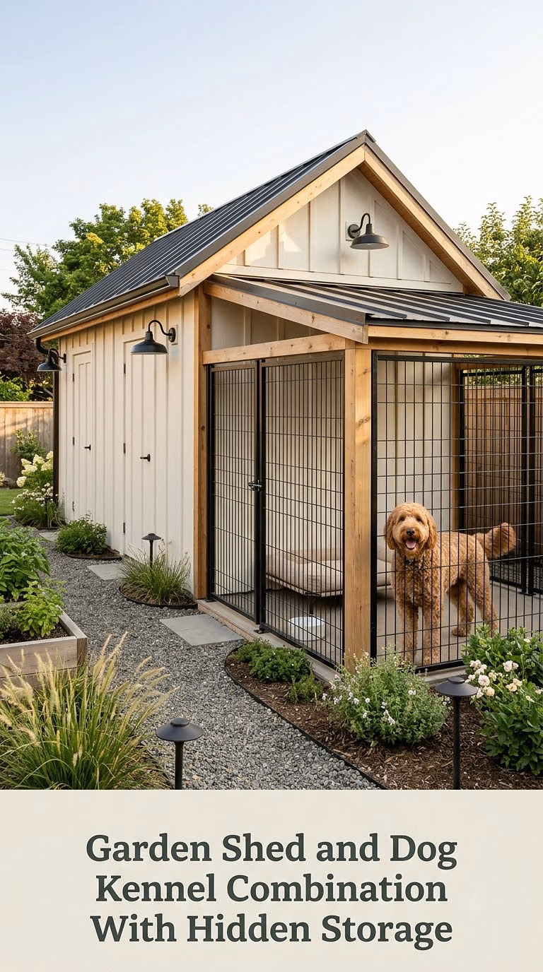 Garden Shed and Dog Kennel Combination With Hidden Storage
