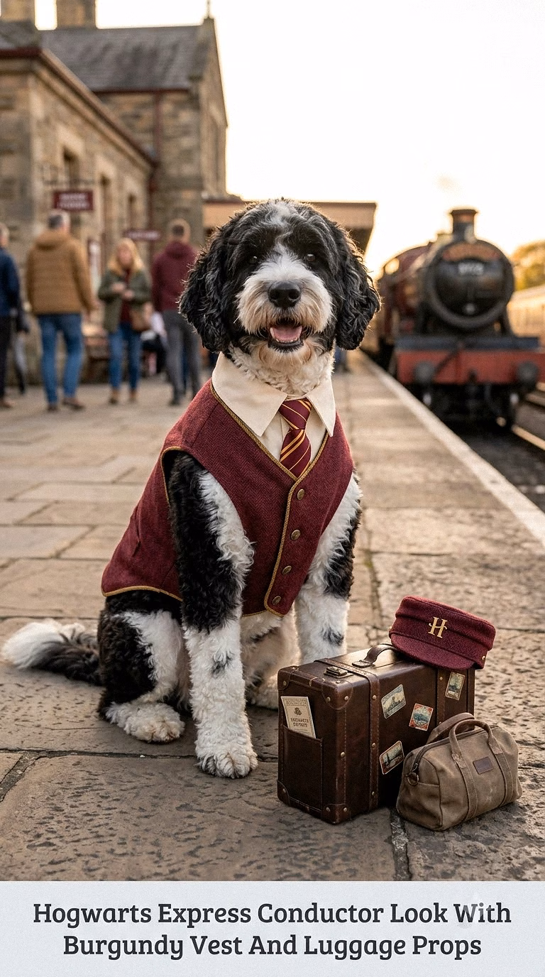 Hogwarts Express Conductor Look With Burgundy Vest And Luggage Props