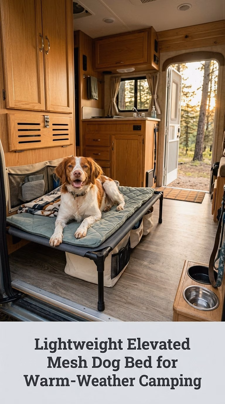 Lightweight Elevated Mesh Dog Bed for Warm-Weather Camping