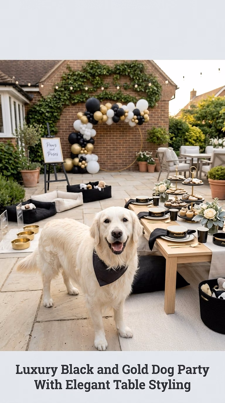 Luxury Black and Gold Dog Party With Elegant Table Styling