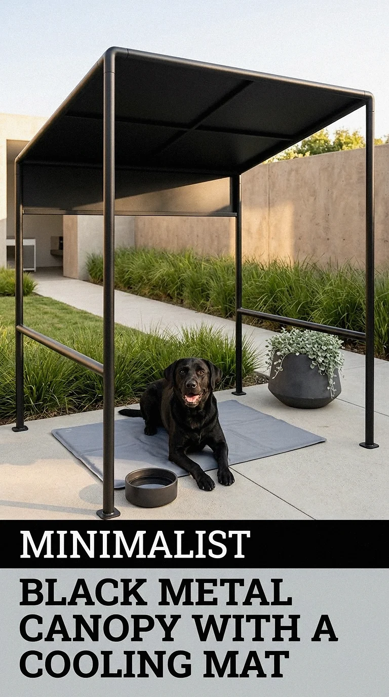 Minimalist Black Metal Canopy With A Cooling Mat