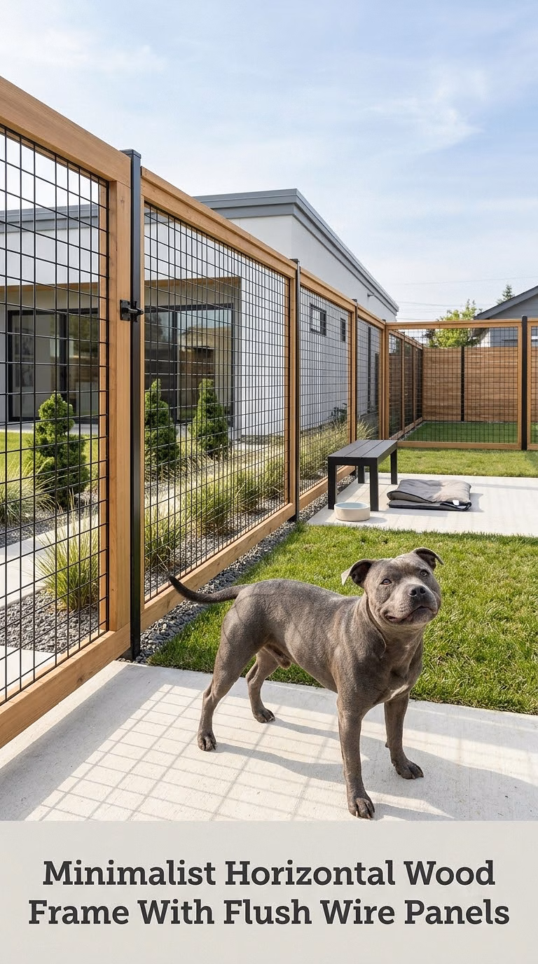 Minimalist Horizontal Wood Frame With Flush Wire Panels